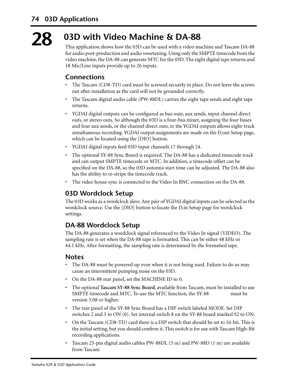 03d with video machine & da-88 | Yamaha 03D User Manual | Page 79 / 89