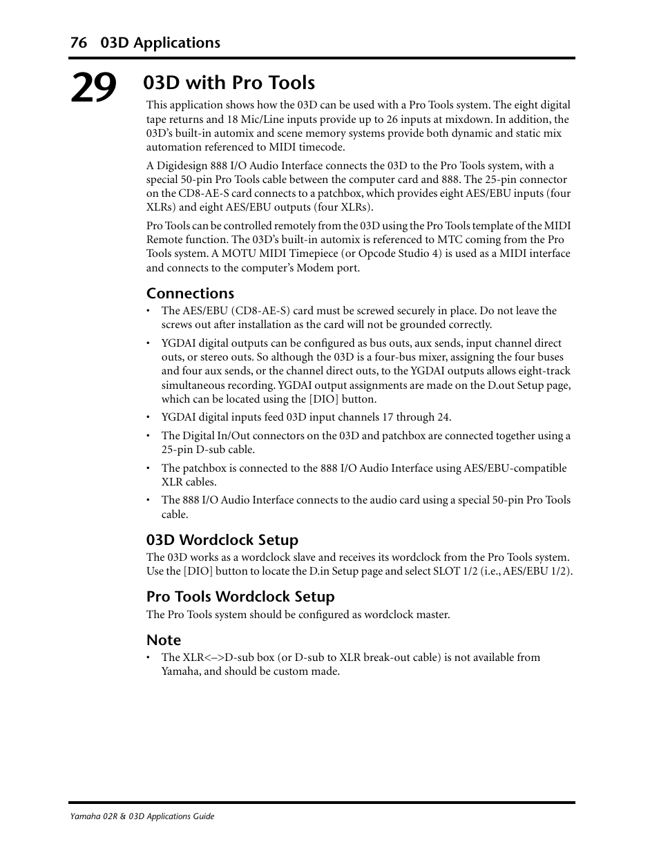03d with pro tools | Yamaha 03D User Manual | Page 81 / 89
