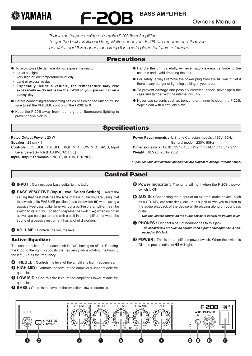 Yamaha F-20B User Manual | 7 pages