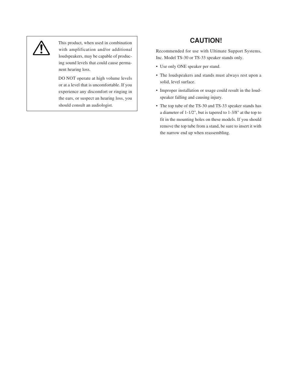 Caution | Yamaha SV10 User Manual | Page 3 / 6