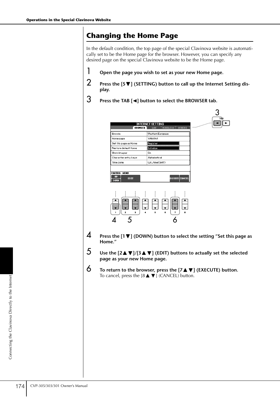 Changing the home page | Yamaha 303 User Manual | Page 174 / 220