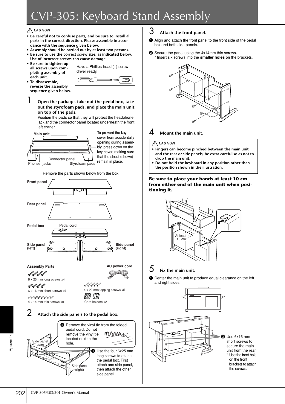 Cvp-305: keyboard stand assembly | Yamaha 303 User Manual | Page 202 / 220