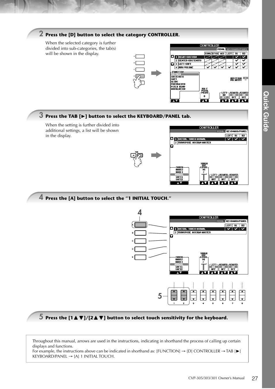 Quic k guide | Yamaha 303 User Manual | Page 27 / 220