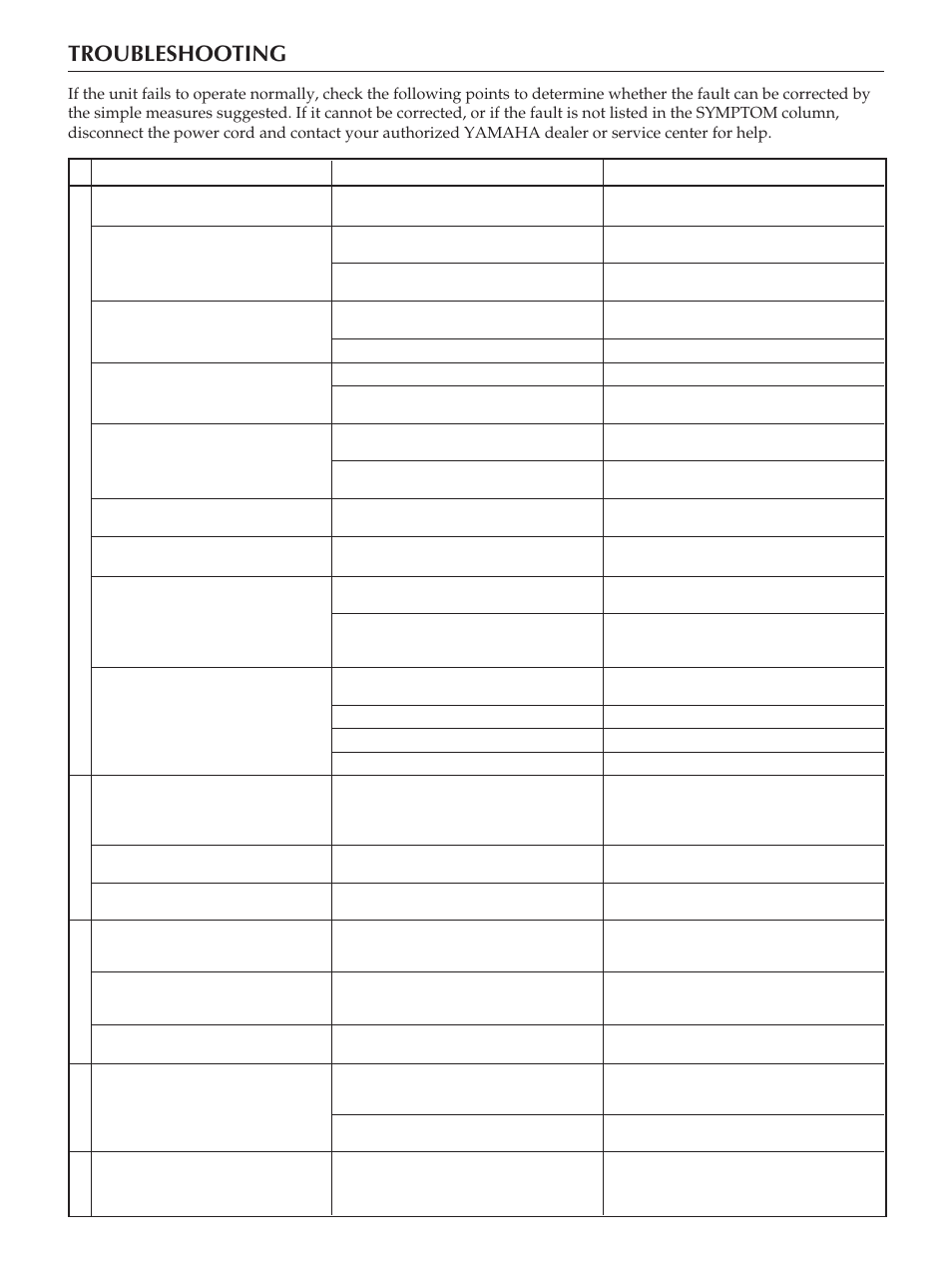 Troubleshooting | Yamaha RX-V890 User Manual | Page 37 / 39