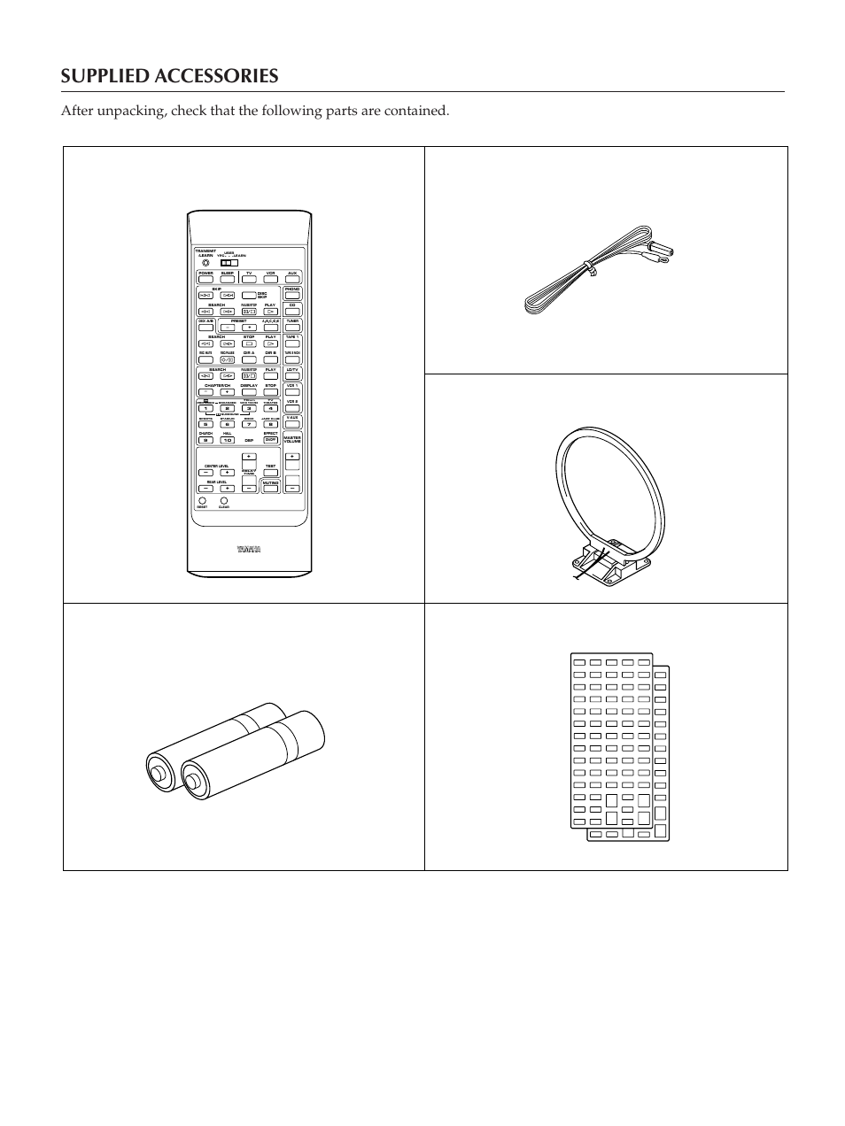 4supplied accessories | Yamaha RX-V890 User Manual | Page 4 / 39