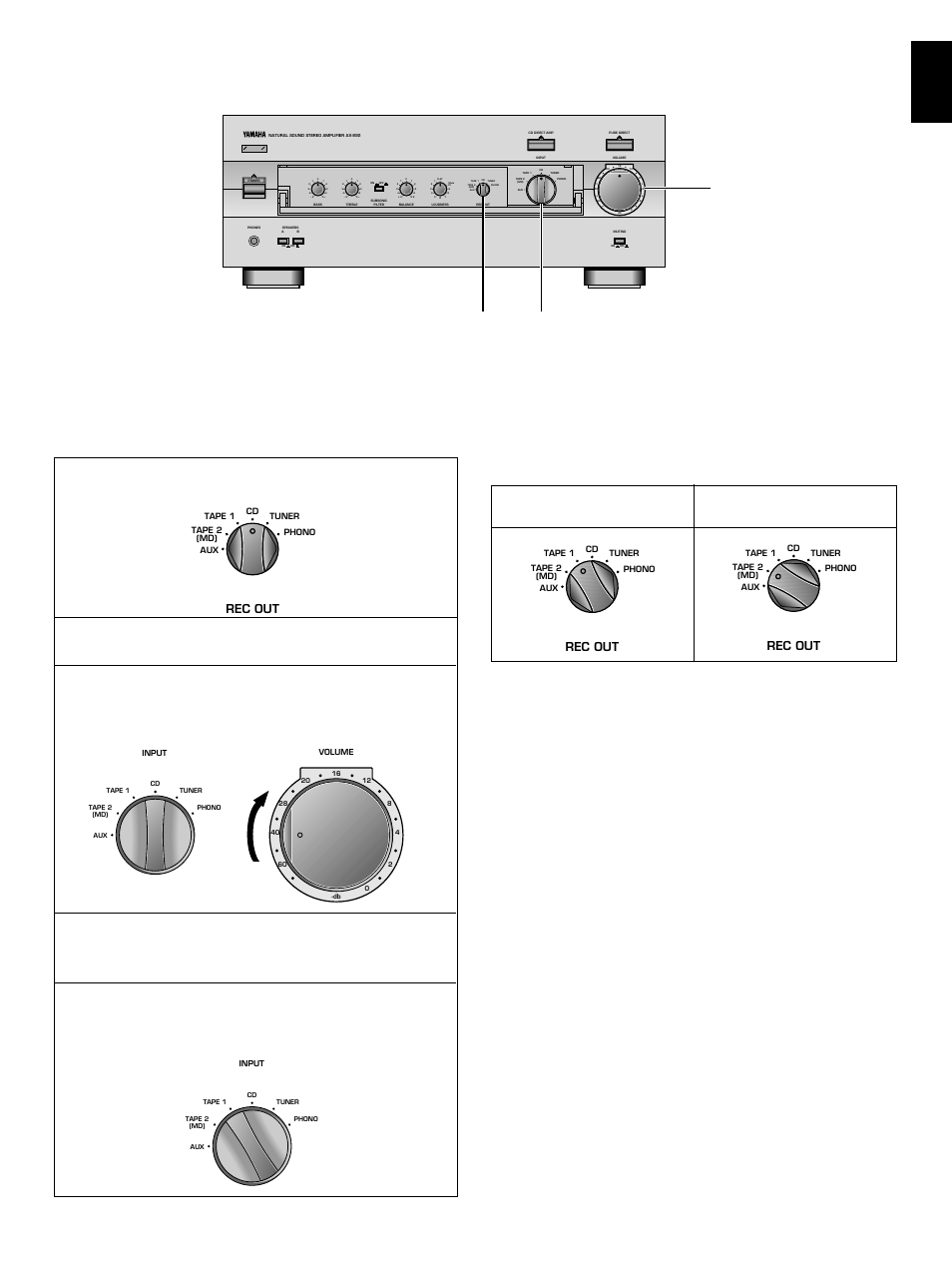 Rec out selector setting for dubbing tape to tape, Ax-892), Select the source to be recorded | Play the source, Rec out | Yamaha AX-892 User Manual | Page 17 / 24