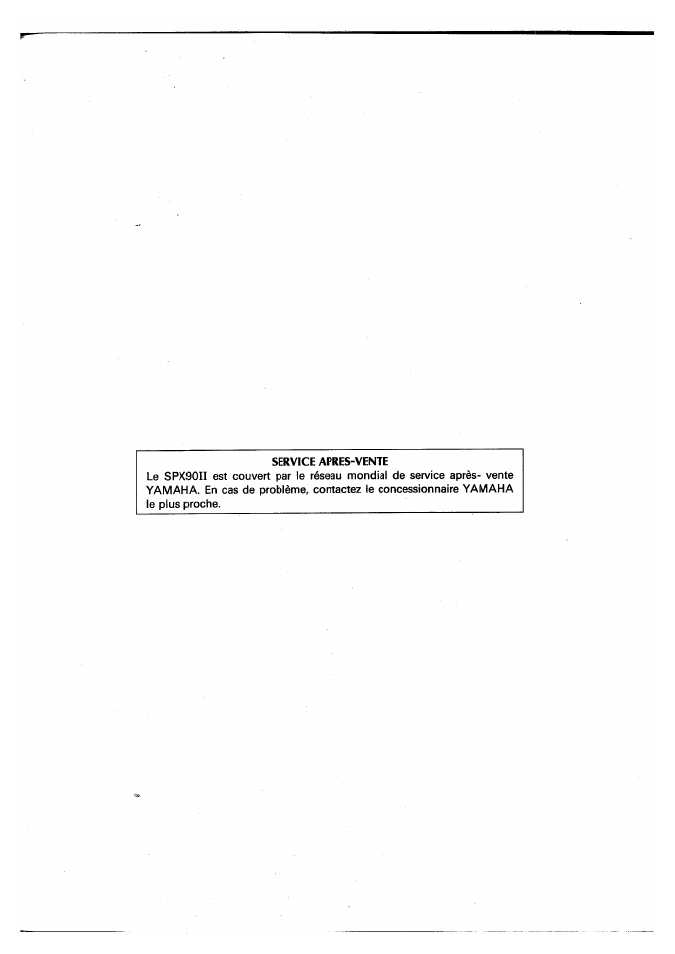 Service apres-vente | Yamaha SPX90 II User Manual | Page 66 / 101