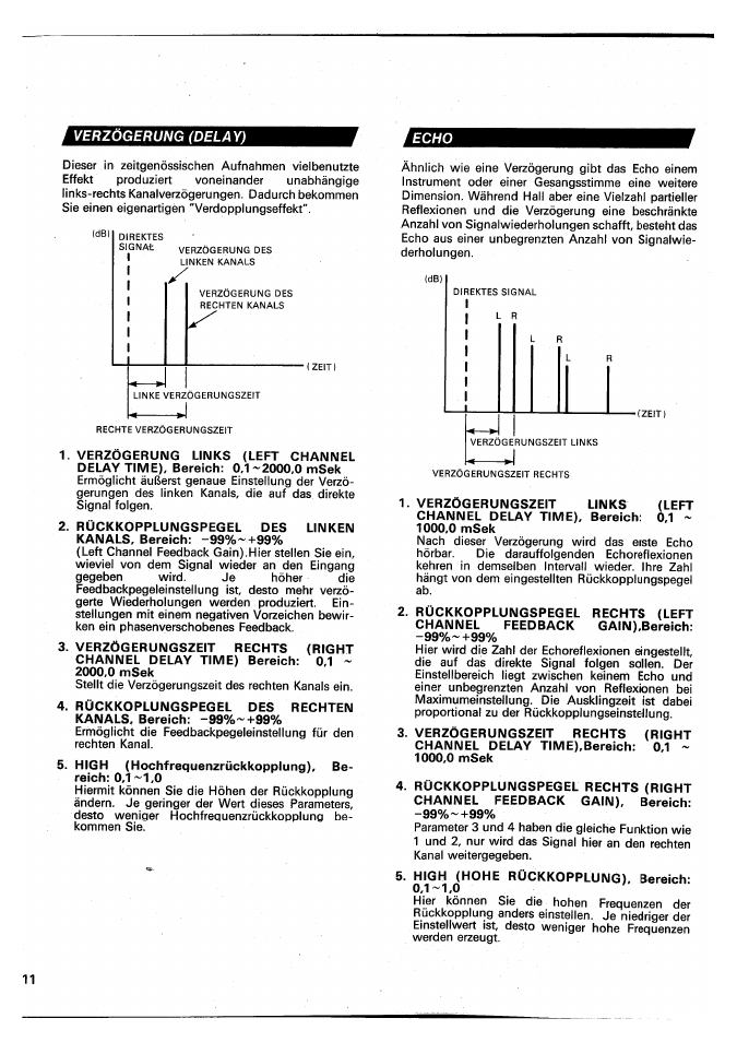 Verzögerung (delay) | Yamaha SPX90 II User Manual | Page 78 / 101