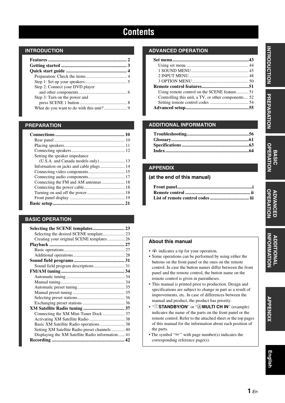 Yamaha RX-V361 User Manual | Page 5 / 78