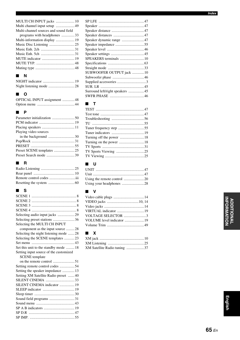 Yamaha RX-V361 User Manual | Page 69 / 78