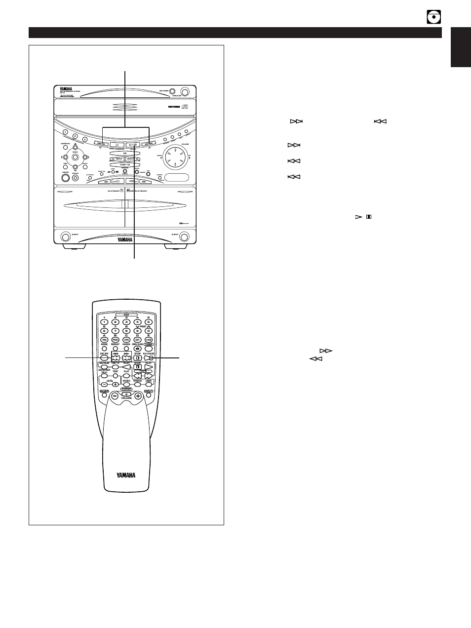 Skip search, Manual search, E-19 english compact disc player operation | Select a disc and begin playback, Begin playback | Yamaha GX-70 User Manual | Page 31 / 72