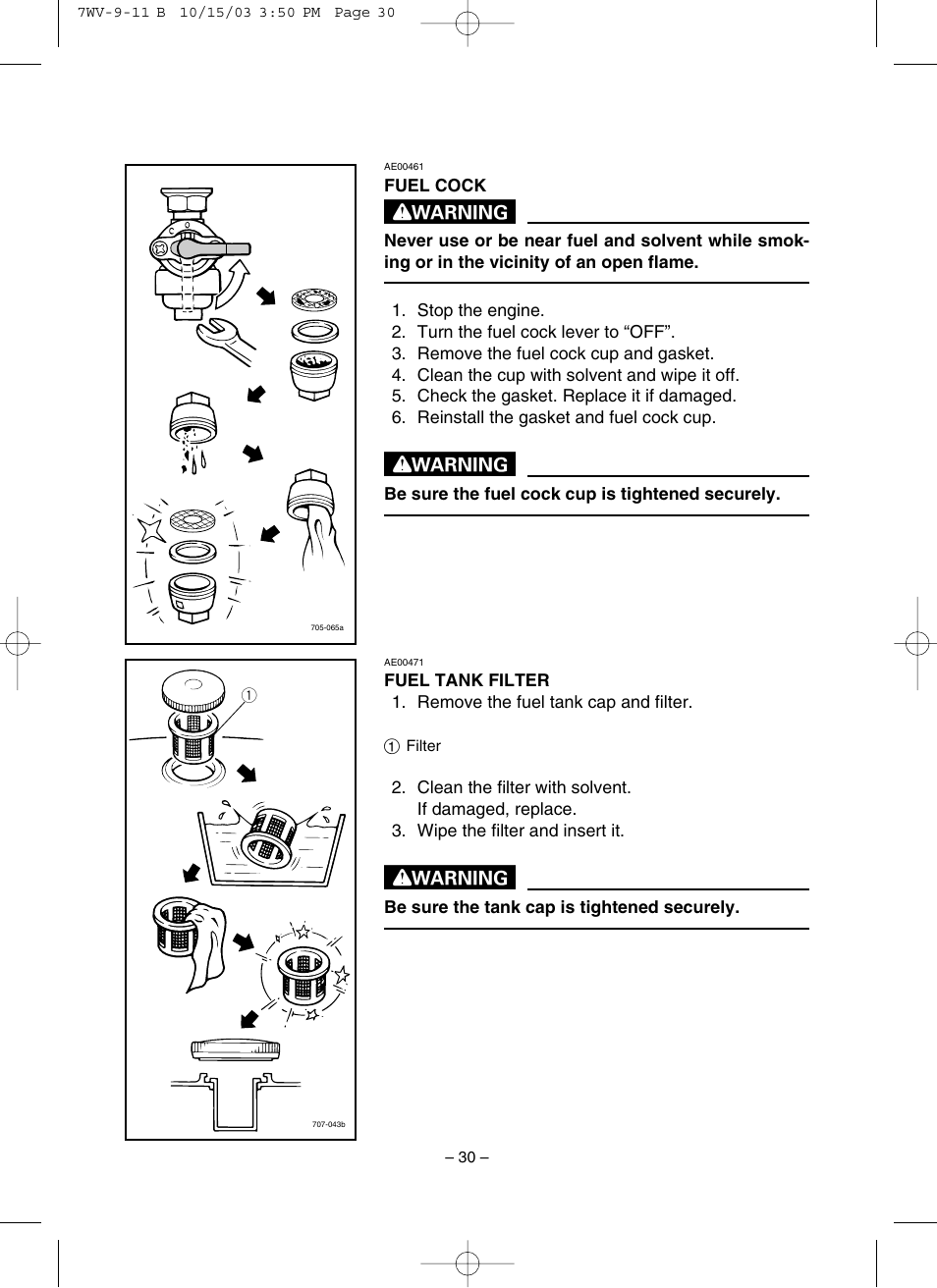 Fuel cock, Fuel tank filter | Yamaha EF4000DE User Manual | Page 35 / 62