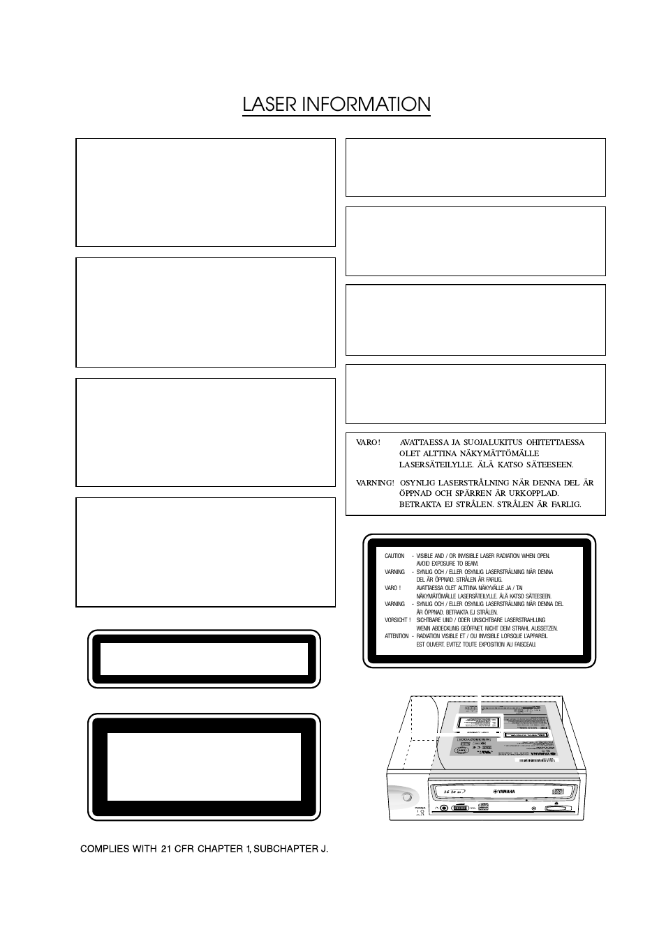 Laser information | Yamaha CRW2100SX User Manual | Page 3 / 48