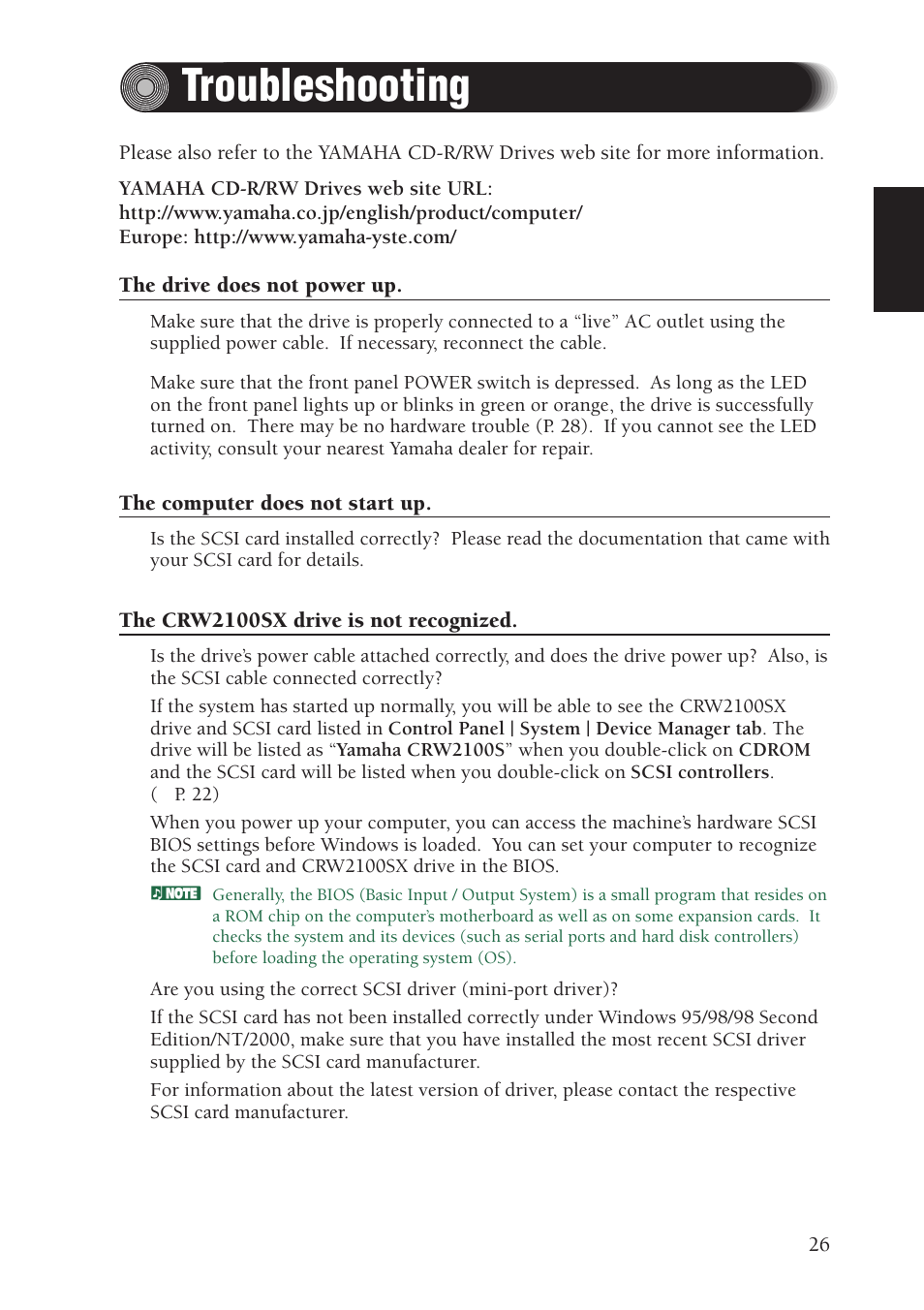 Troubleshooting | Yamaha CRW2100SX User Manual | Page 35 / 48