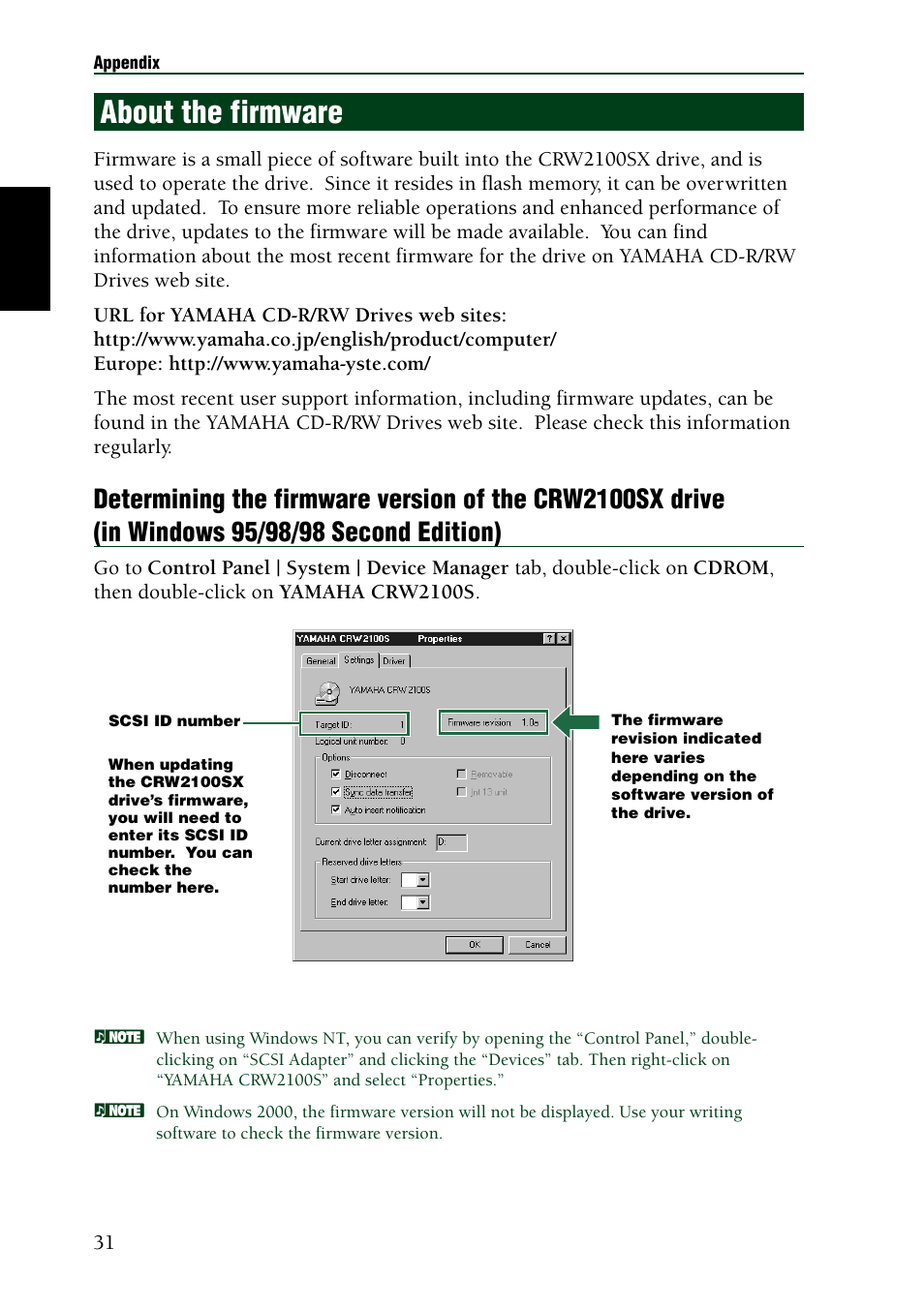 About the firmware | Yamaha CRW2100SX User Manual | Page 40 / 48