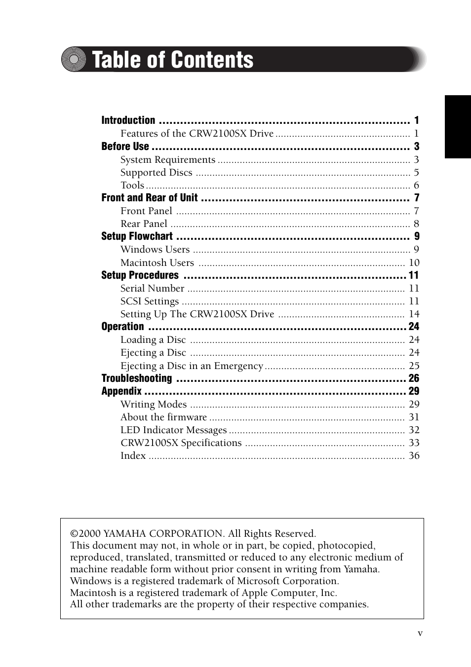 Yamaha CRW2100SX User Manual | Page 9 / 48