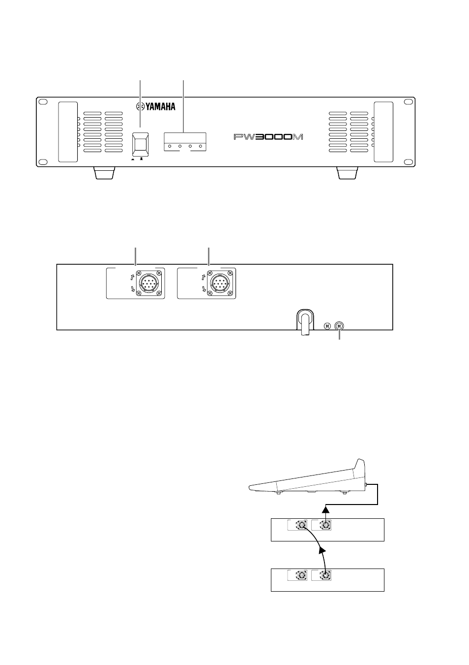 Front panel, Rear panel, Front panel ■ rear panel | Yamaha PW3000M User Manual | Page 4 / 5