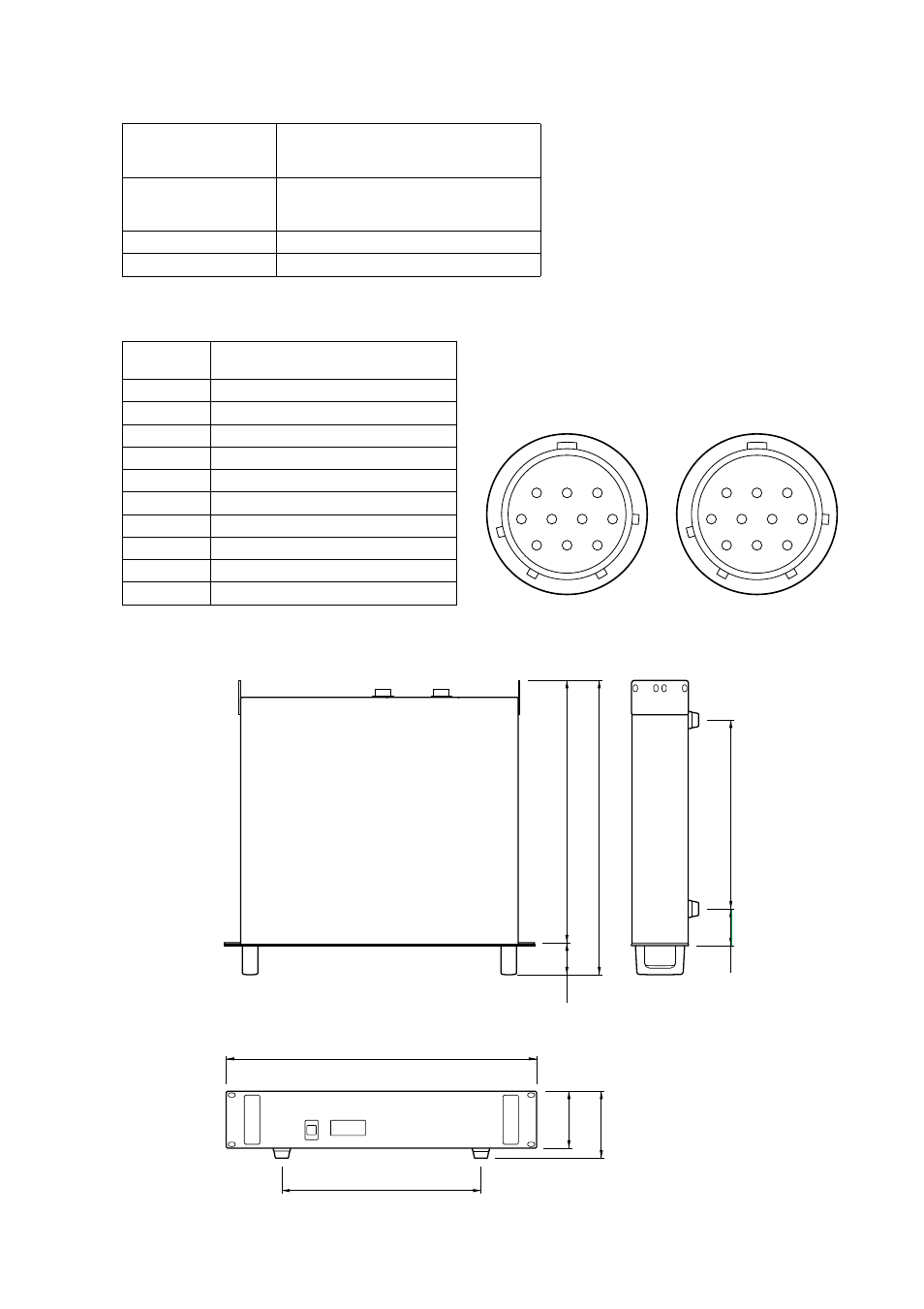 Specifications, Power supply cable pin configuration, Dimensions | Power supply connector | Yamaha PW3000M User Manual | Page 5 / 5