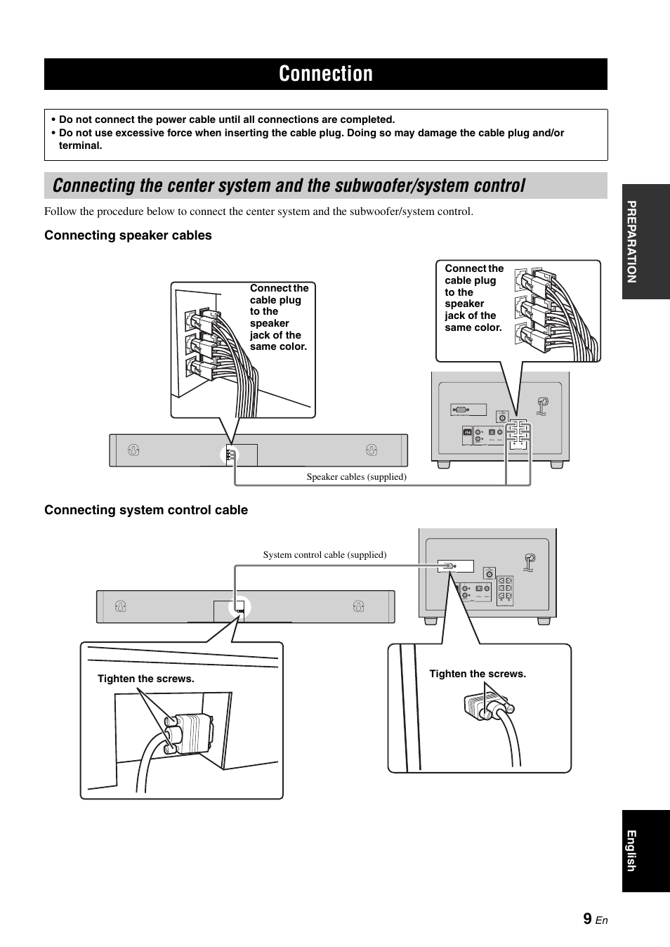 Connection | Yamaha YAS-70 User Manual | Page 13 / 34