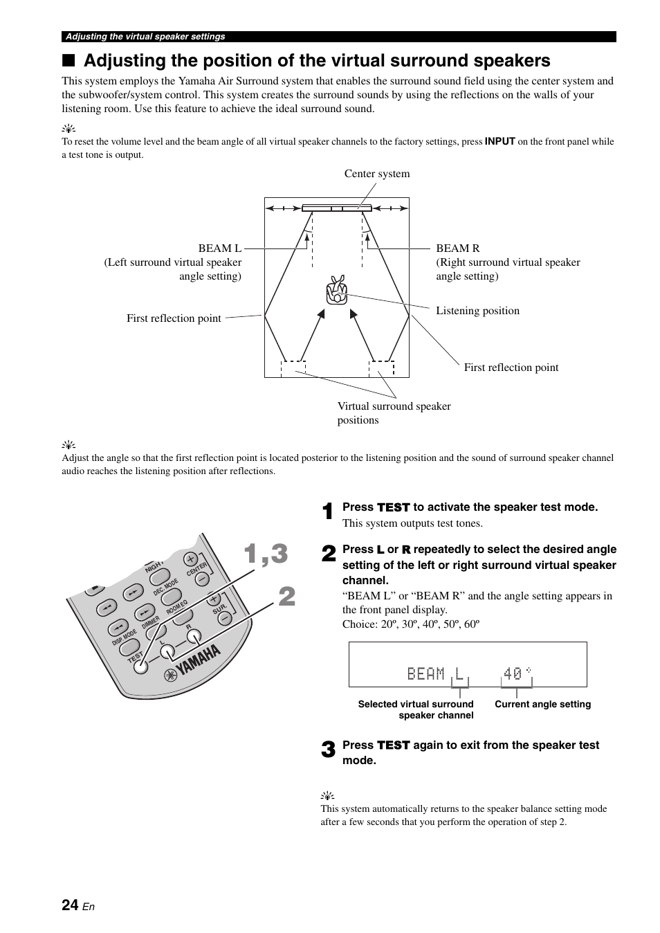 P. 24, Beam l 40 | Yamaha YAS-70 User Manual | Page 28 / 34