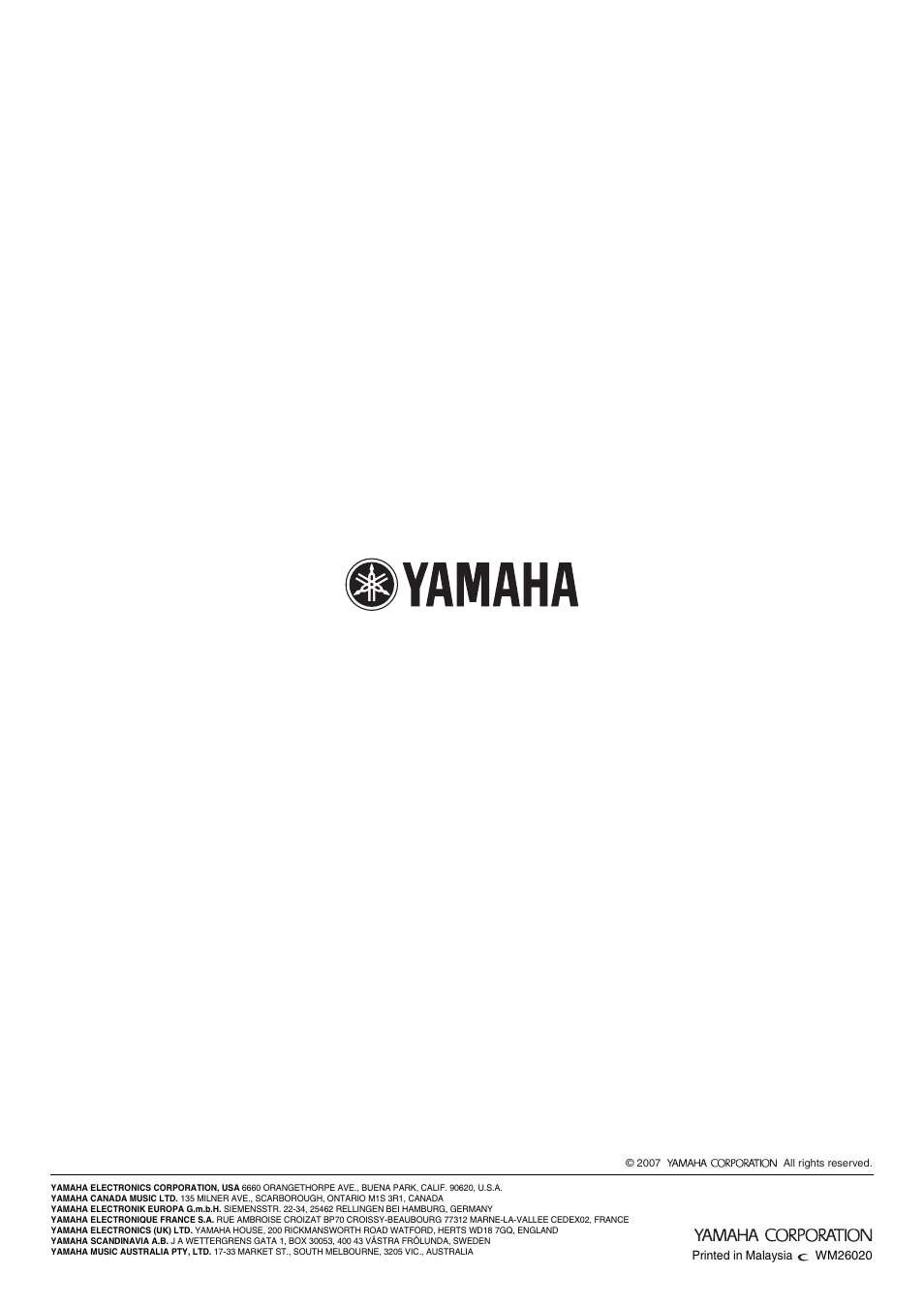 Yamaha YAS-70 User Manual | Page 34 / 34