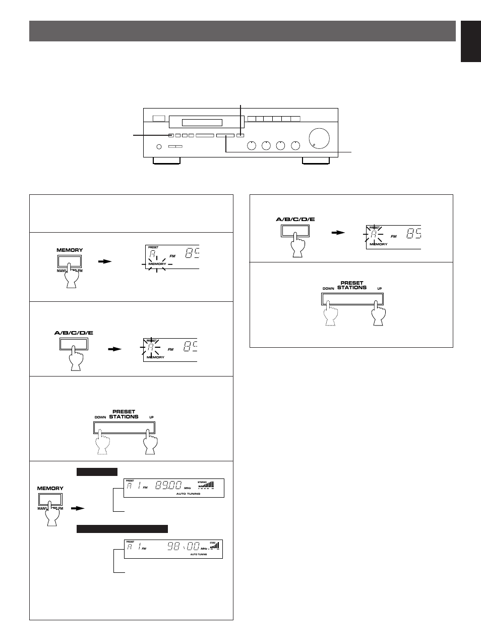 Preset tuning, Manual preset tuning, English | Yamaha RX-385 User Manual | Page 13 / 25