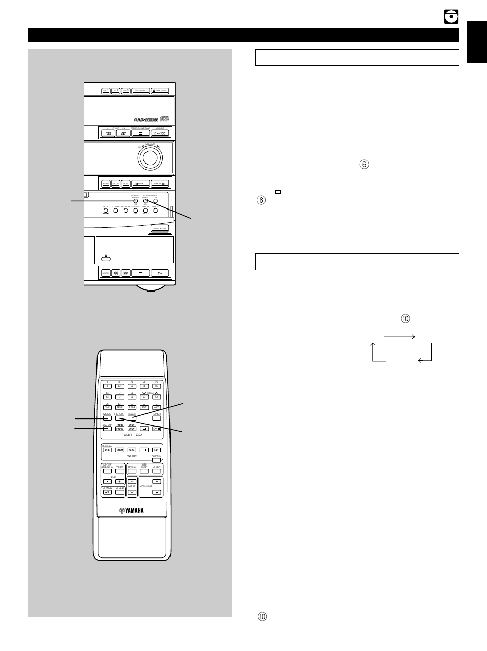 Random play, Repeat play, E-15 english compact disc player operation | Repeat play modes, Off) s rep f rep, Repeat, Is illuminated, Goes out, Will light up | Yamaha GX-700 User Manual | Page 23 / 52