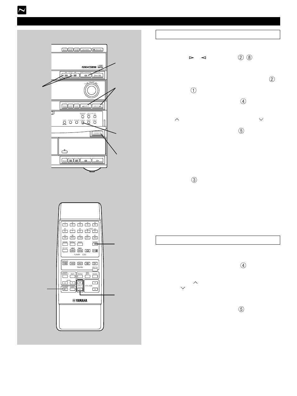 Automatic tuning, Manual tuning, Automatic tuning 1 | Manual tuning 1 1, E-18, Tuning operation, Direct operation, Turn on the power, Press input or until “tuner, Lights up on the display) | Yamaha GX-700 User Manual | Page 26 / 52