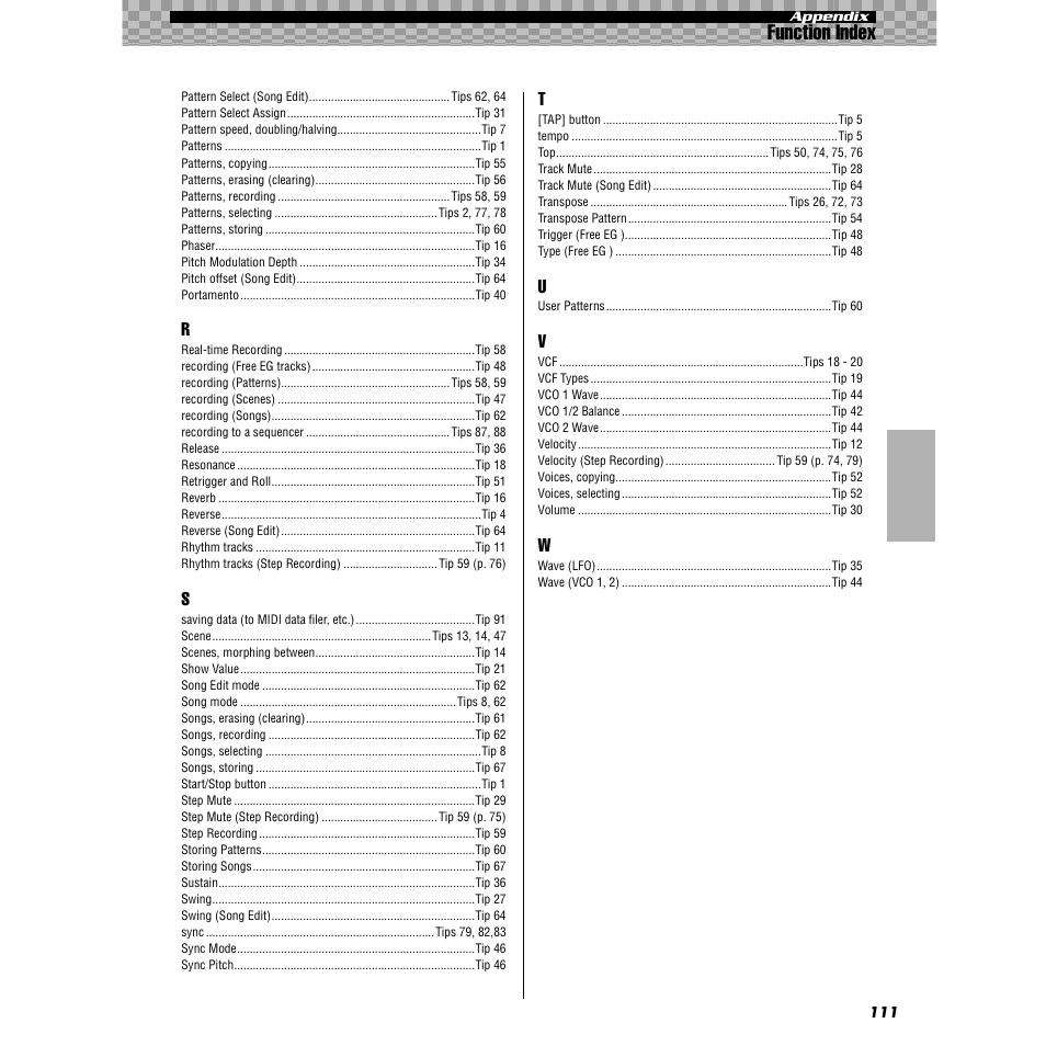 Function index | Yamaha AN200 User Manual | Page 111 / 147