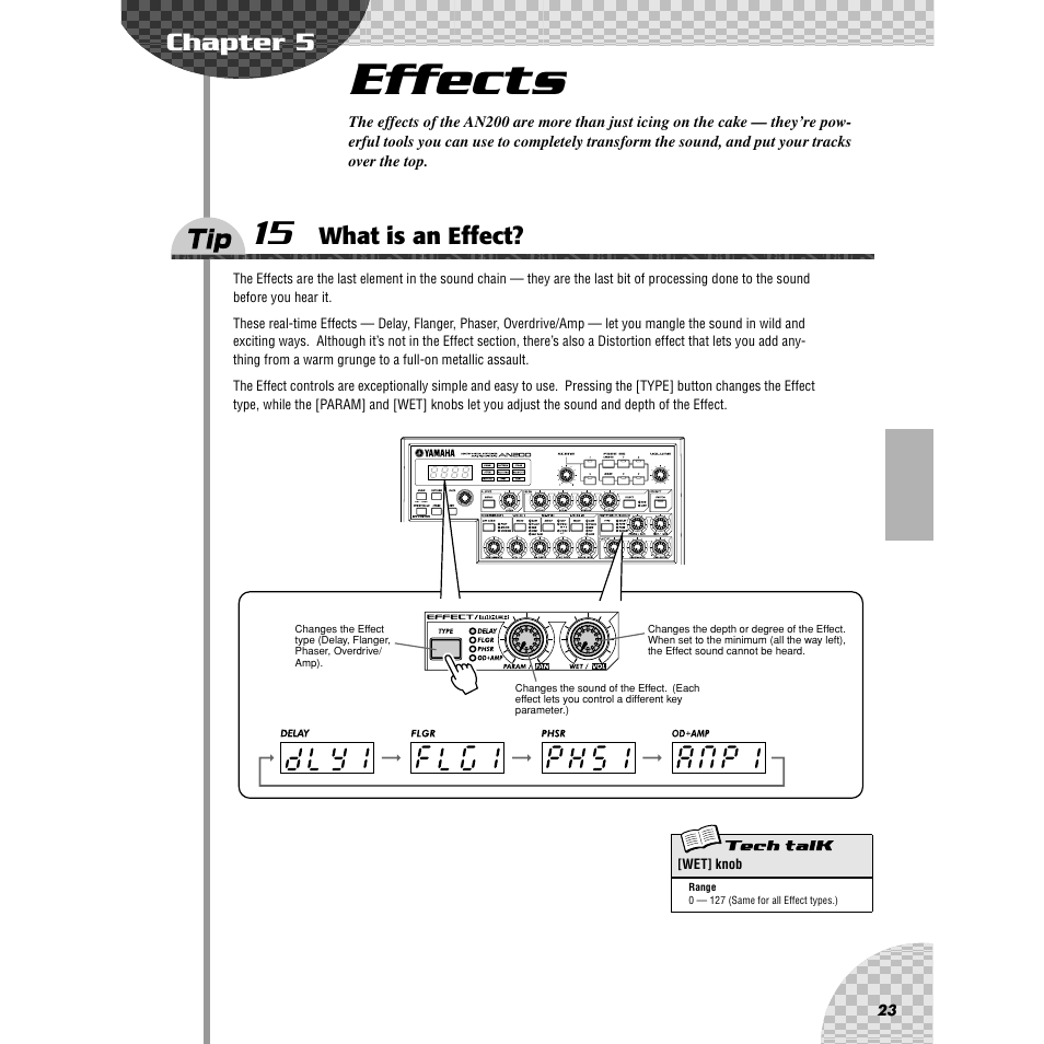 Chapter 5 effects, Tip 15 what is an effect, Chapter 5 | Effects, Tip 15, What is an effect, Ips 15, 16, 30 | Yamaha AN200 User Manual | Page 23 / 147