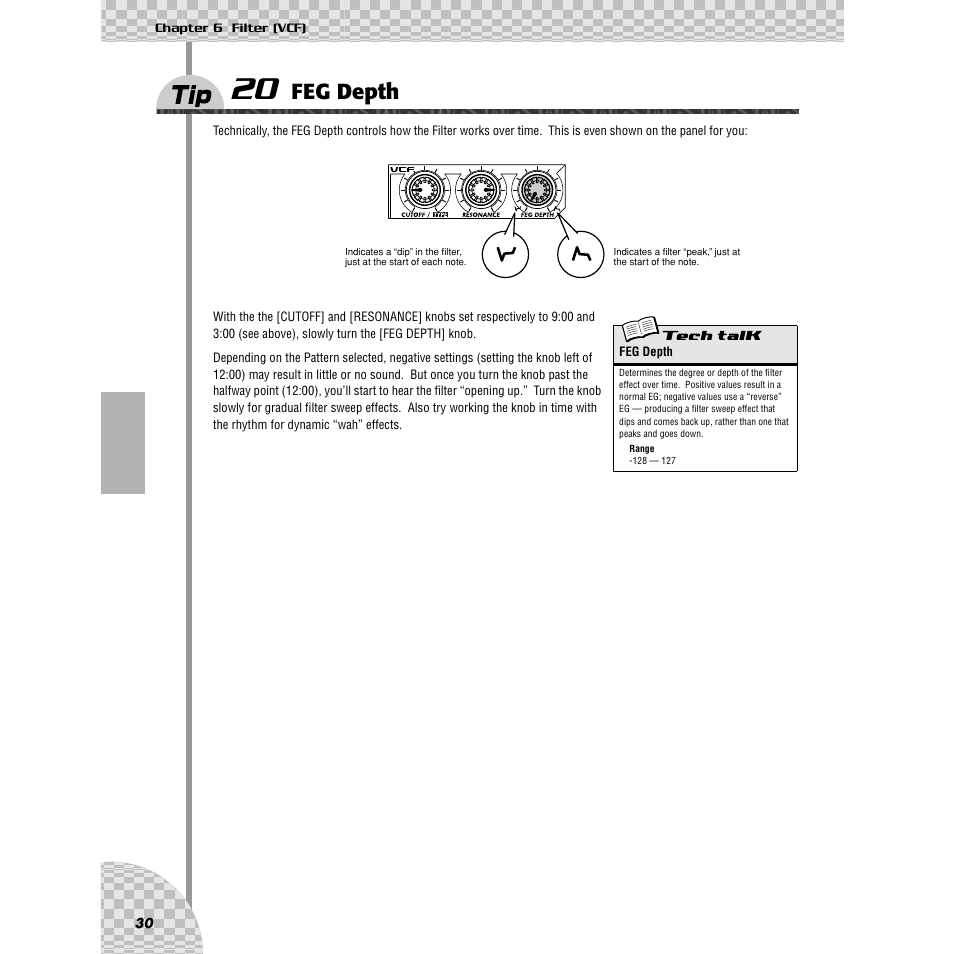 Tip 20 feg depth, Tip 20, Feg depth | Yamaha AN200 User Manual | Page 30 / 147