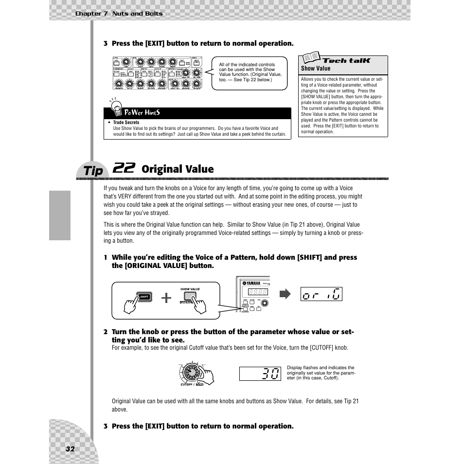 Tip 22 original value, Tip 22, Original value | Yamaha AN200 User Manual | Page 32 / 147