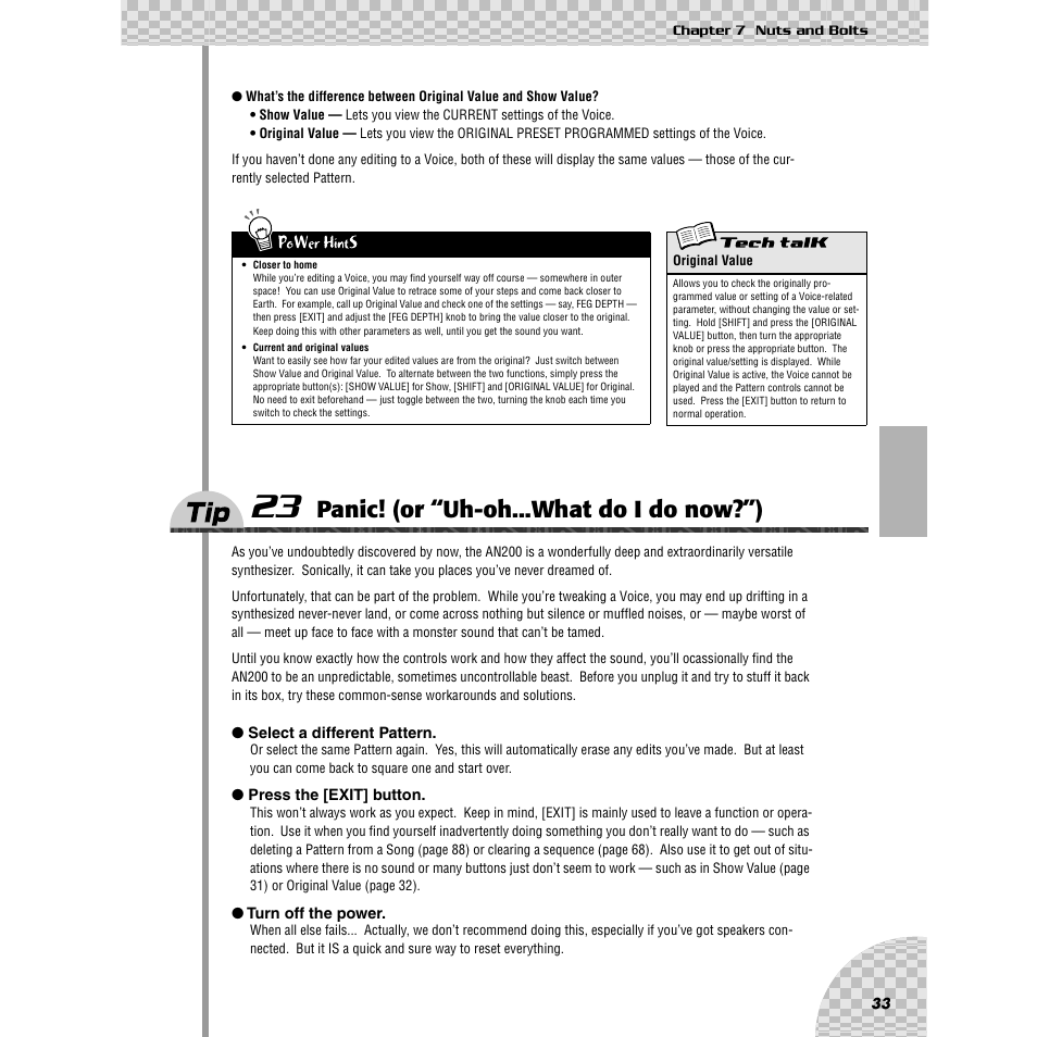 Tip 23 panic! (or “uh-oh...what do i do now?”), Tip 23, Panic! (or “uh-oh...what do i do now?”) | Ip 23 | Yamaha AN200 User Manual | Page 33 / 147