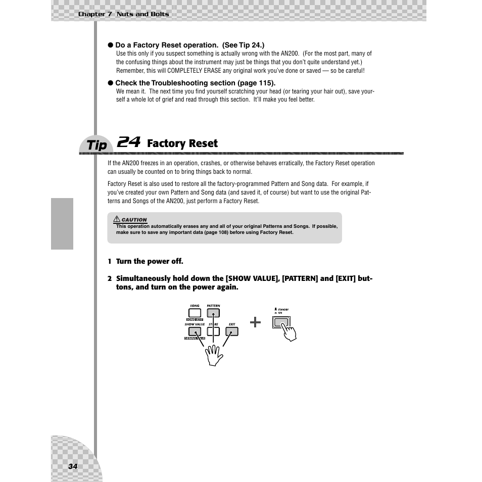 Tip 24 factory reset, Tip 24, Factory reset | Yamaha AN200 User Manual | Page 34 / 147