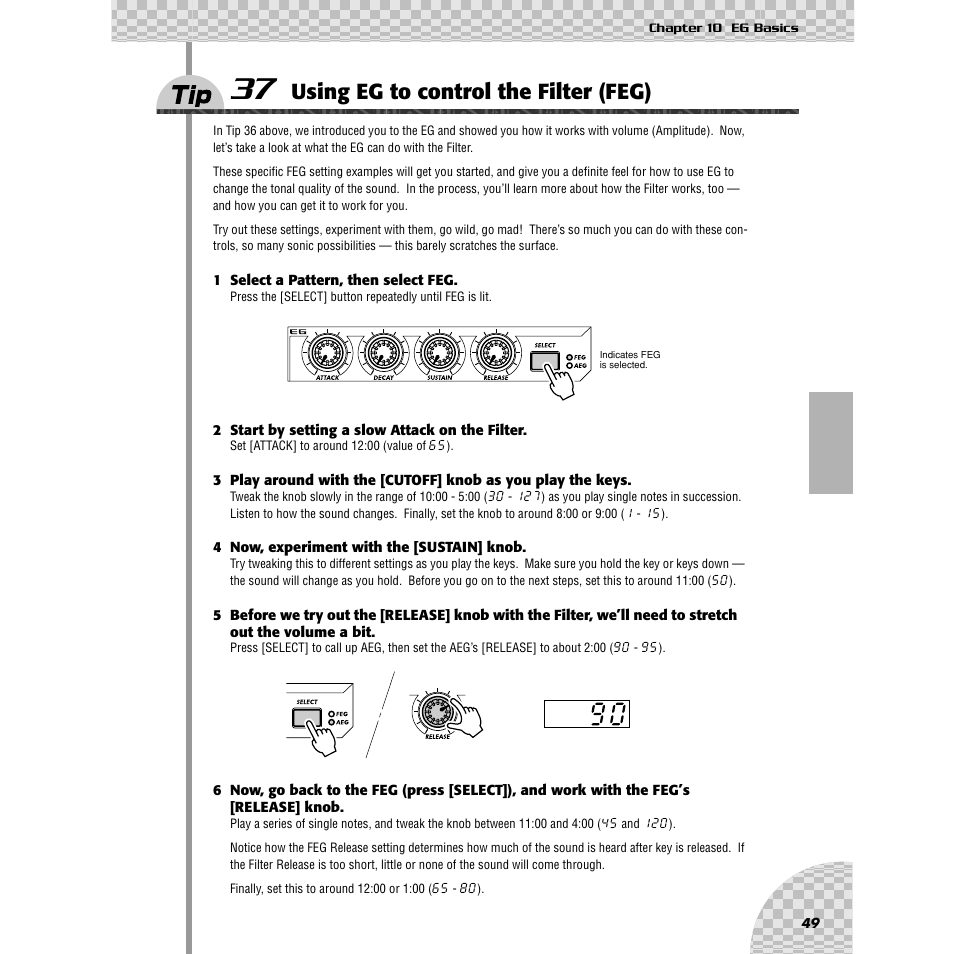 Tip 37 using eg to control the filter (feg), Tip 37, Using eg to control the filter (feg) | Yamaha AN200 User Manual | Page 49 / 147