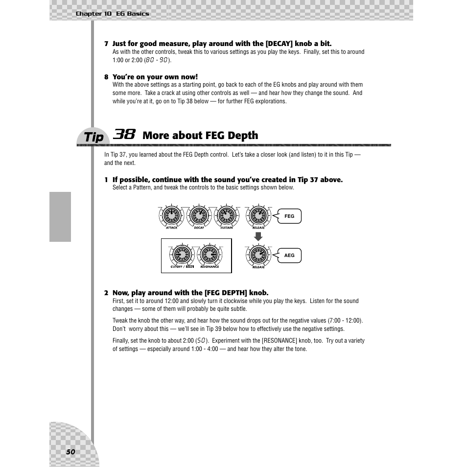 Tip 38 more about feg depth, Tip 38, More about feg depth | Yamaha AN200 User Manual | Page 50 / 147