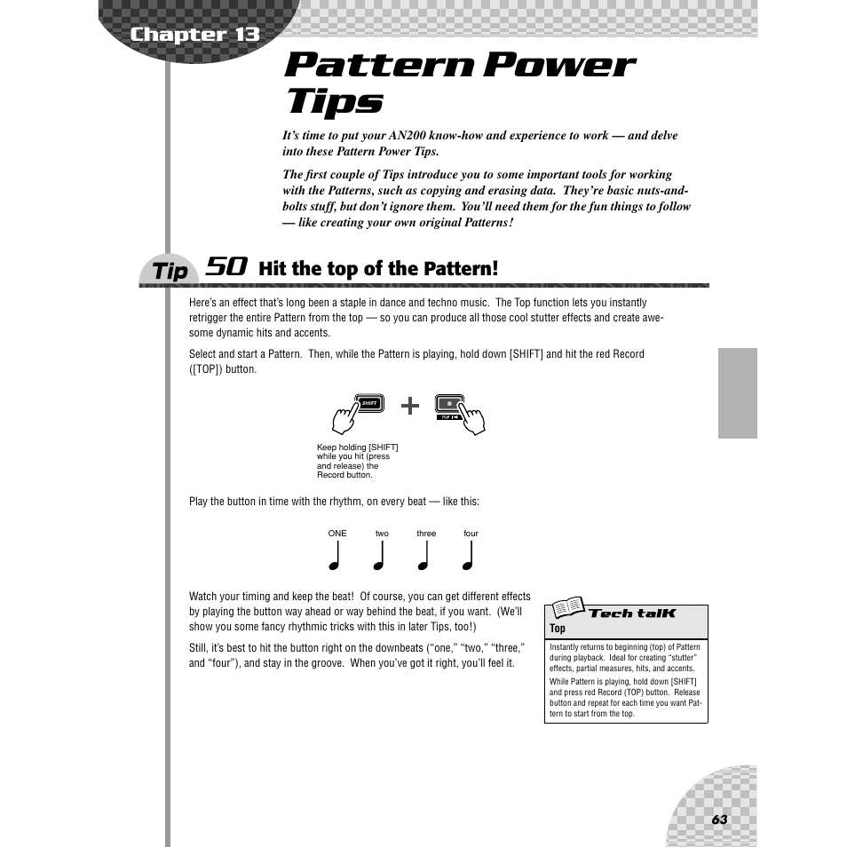 Chapter 13 pattern power tips, Tip 50 hit the top of the pattern, Chapter 13 | Pattern power tips, Tip 50, Hit the top of the pattern | Yamaha AN200 User Manual | Page 63 / 147