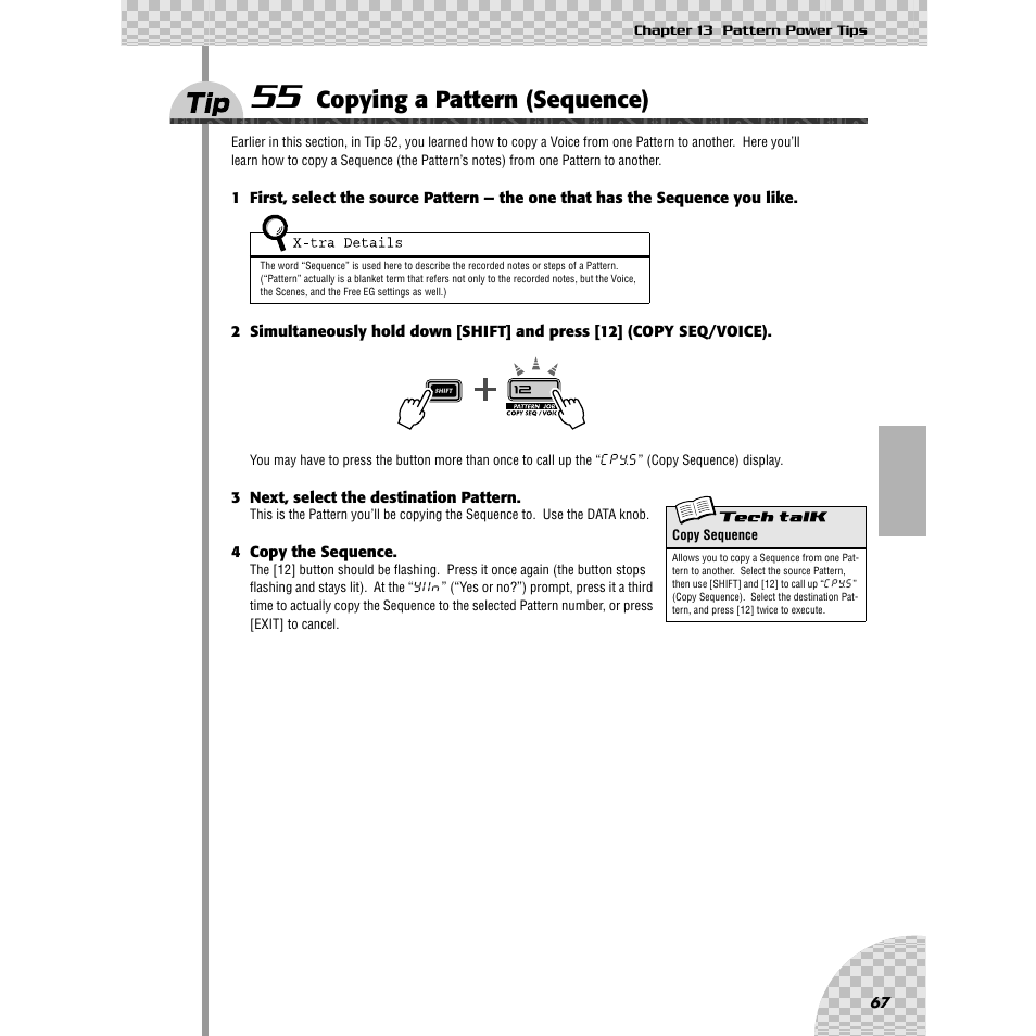 Tip 55 copying a pattern (sequence), Tip 55, Copying a pattern (sequence) | Yamaha AN200 User Manual | Page 67 / 147