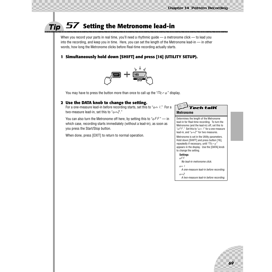Tip 57 setting the metronome lead-in, Tip 57, Setting the metronome lead-in | Yamaha AN200 User Manual | Page 69 / 147