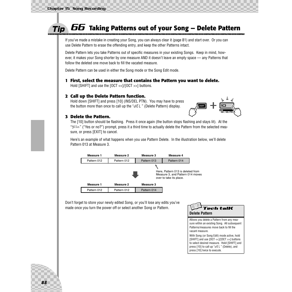 Tip 66, Taking patterns out of your song — delete pattern | Yamaha AN200 User Manual | Page 88 / 147