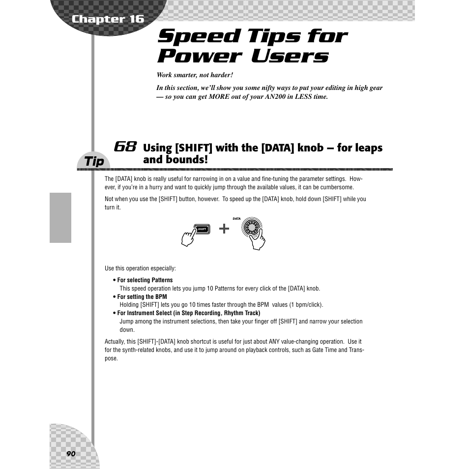 Chapter 16 speed tips for power users, Chapter 16, Speed tips for power users | Tip 68, Ips 68, 69 | Yamaha AN200 User Manual | Page 90 / 147