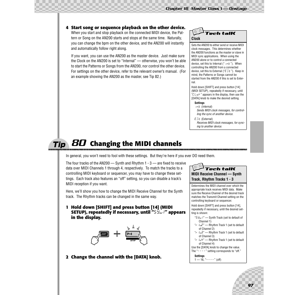 Tip 80 changing the midi channels, Tip 80, Changing the midi channels | Yamaha AN200 User Manual | Page 97 / 147