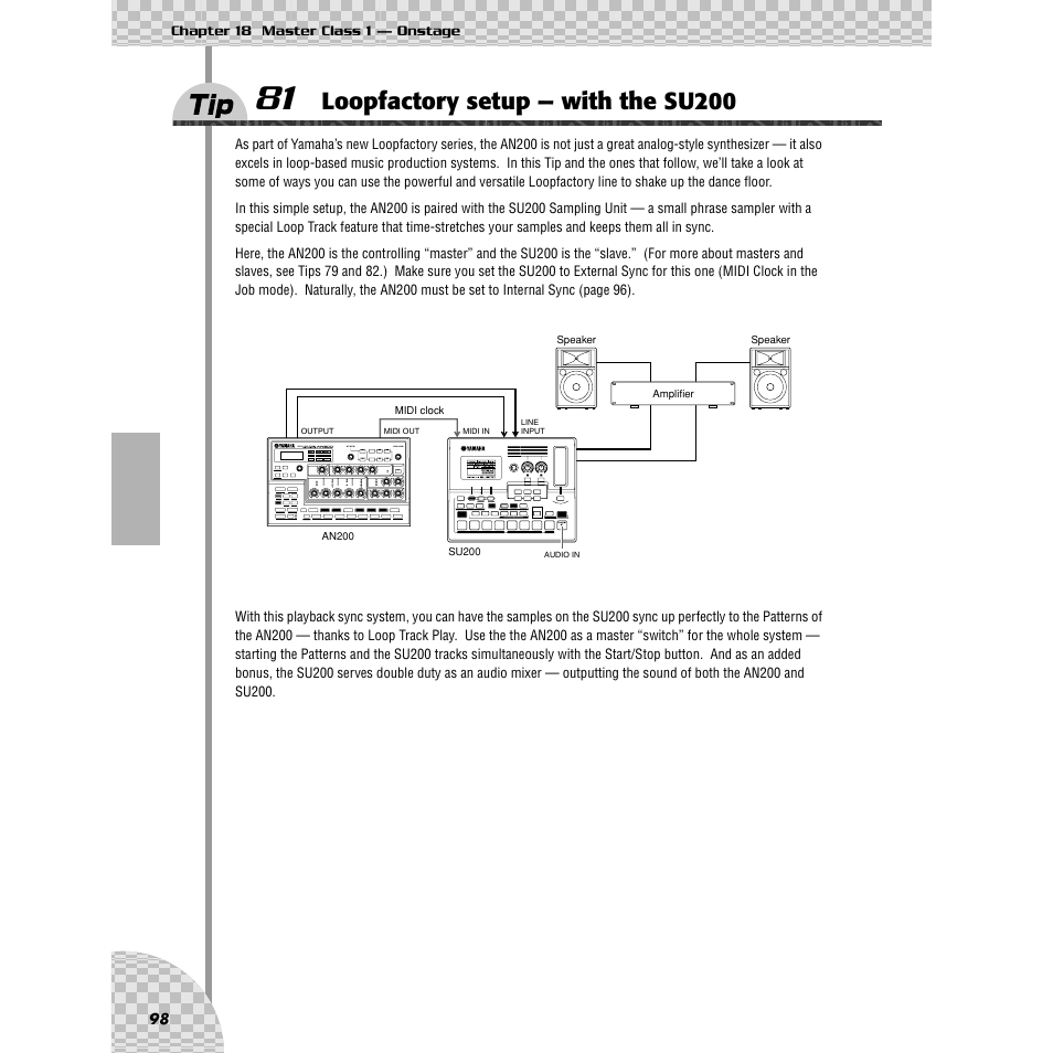 Tip 81 loopfactory setup — with the su200, Tip 81, Loopfactory setup — with the su200 | Yamaha AN200 User Manual | Page 98 / 147