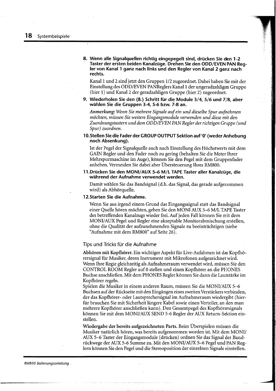 Starten sie die aufnahme | Yamaha RM800 User Manual | Page 101 / 163