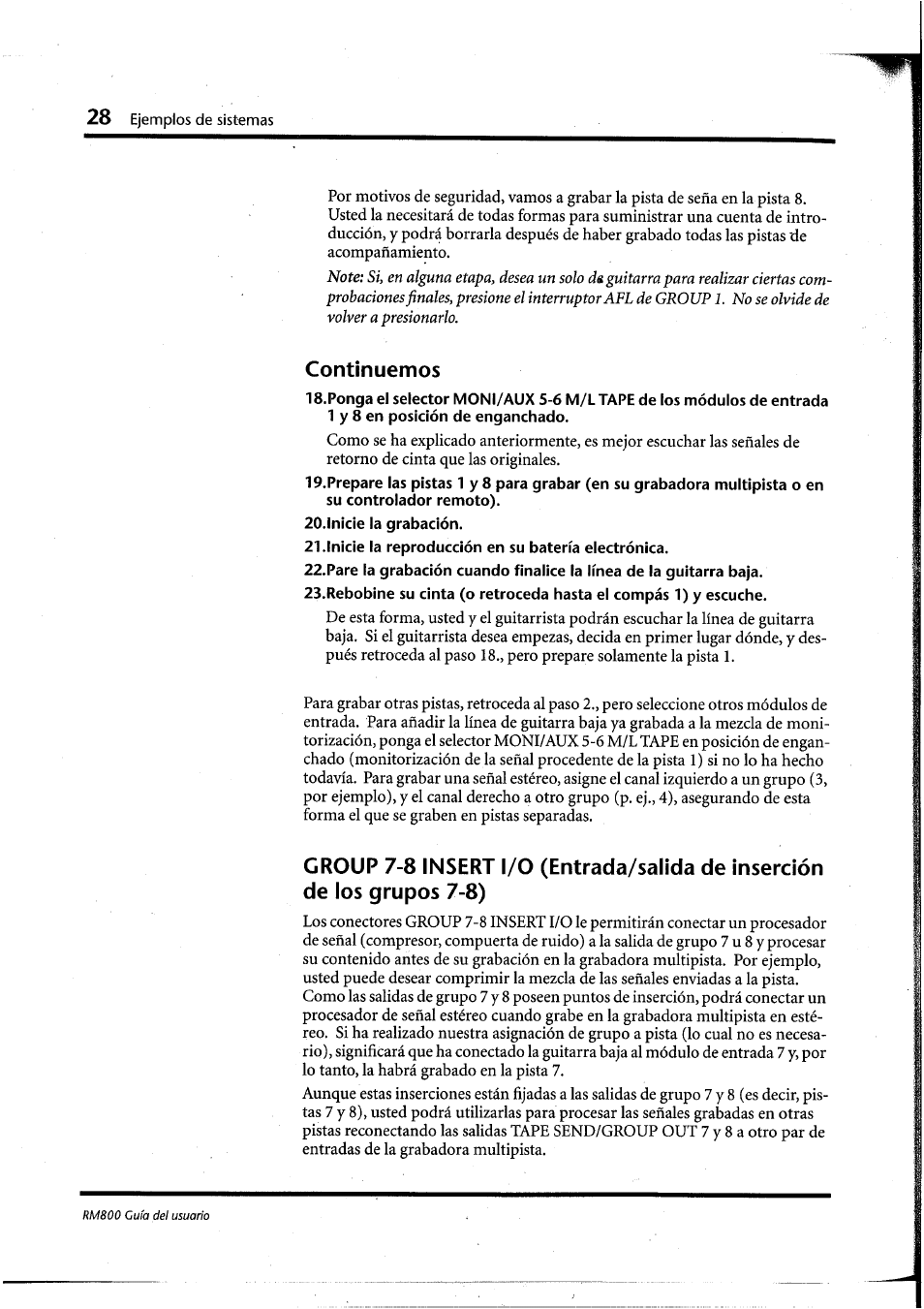 Continuemos, Lnicie la grabación, Inicie la reproducción en su batería electrónica | Yamaha RM800 User Manual | Page 151 / 163