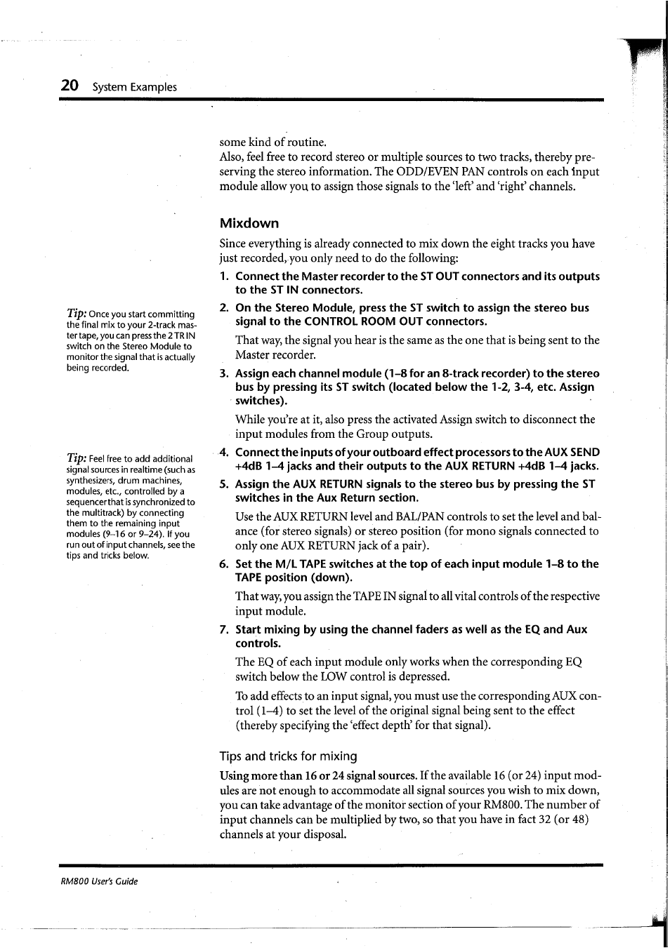 Mixdown | Yamaha RM800 User Manual | Page 23 / 163