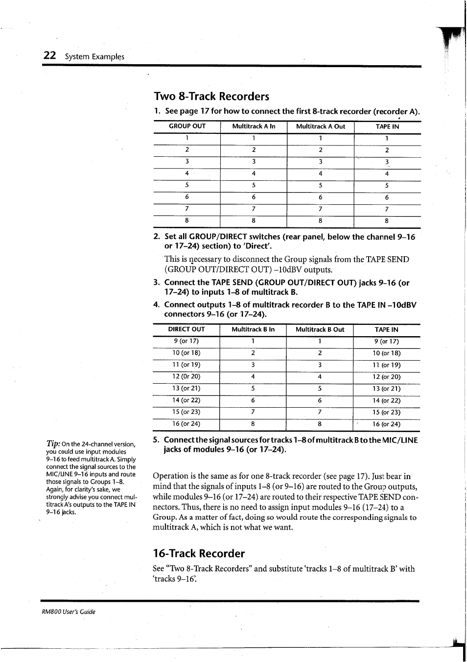 Two 8-track recorders, Track recorder | Yamaha RM800 User Manual | Page 25 / 163
