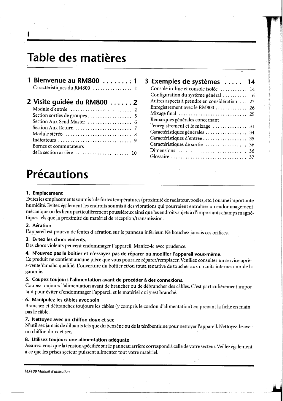 Yamaha RM800 User Manual | Page 43 / 163