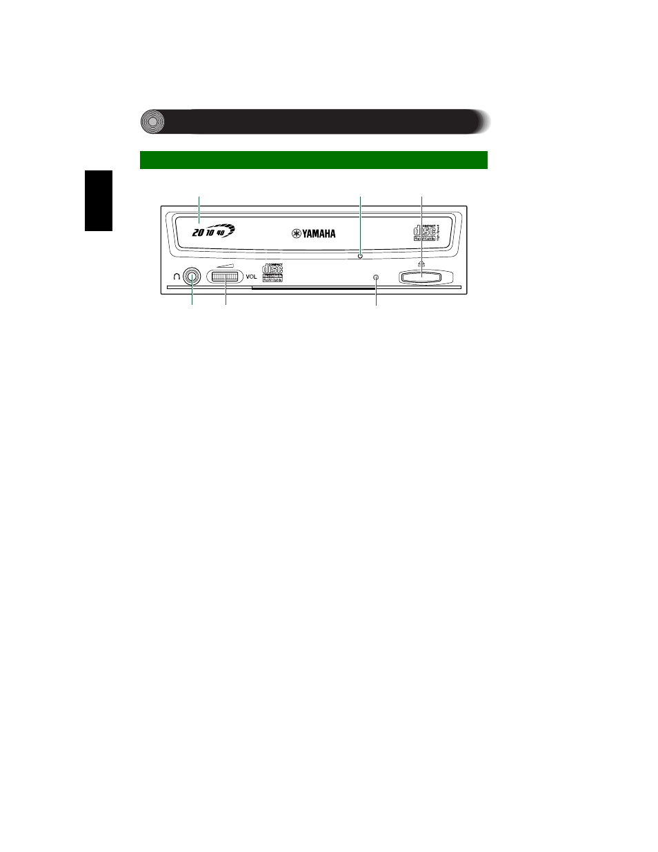 Front and rear of unit, Front panel | Yamaha CD Recordable/Rewritable Drive CRW2200S User Manual | Page 17 / 75