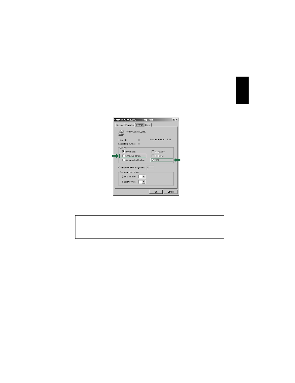 P. 48), About dma settings (setting of transfer mode) | Yamaha CD Recordable/Rewritable Drive CRW2200S User Manual | Page 56 / 75